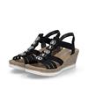 Rieker Elasticated Wedge Sandal - Black